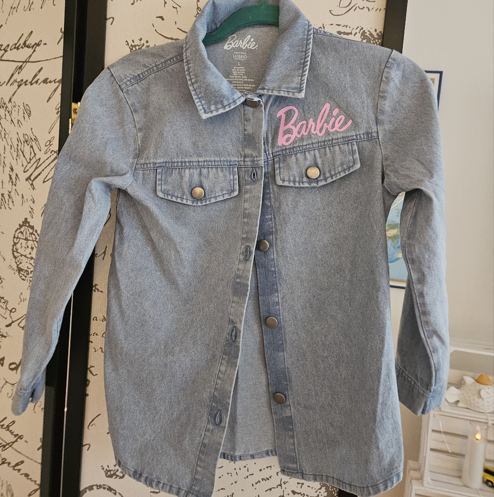 Barbie Kids Light Blue Denim Jacket with Pink Logo - Picture 2 of 4